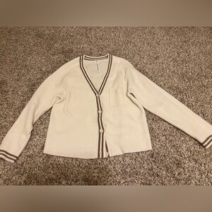 ALO Tennis Club Sweater Knit Cardigan Cream Beige